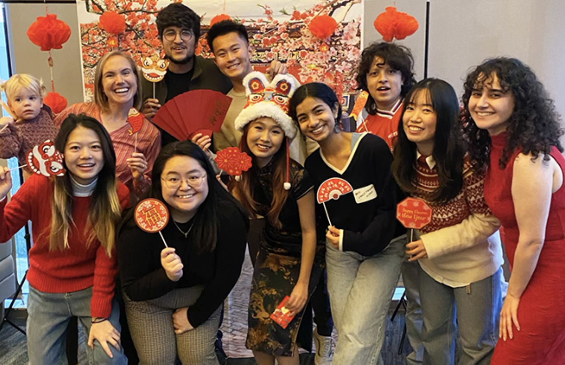 Lincoln Mehndiratta (back row on the left) with other international students celebrating Lunar New Year